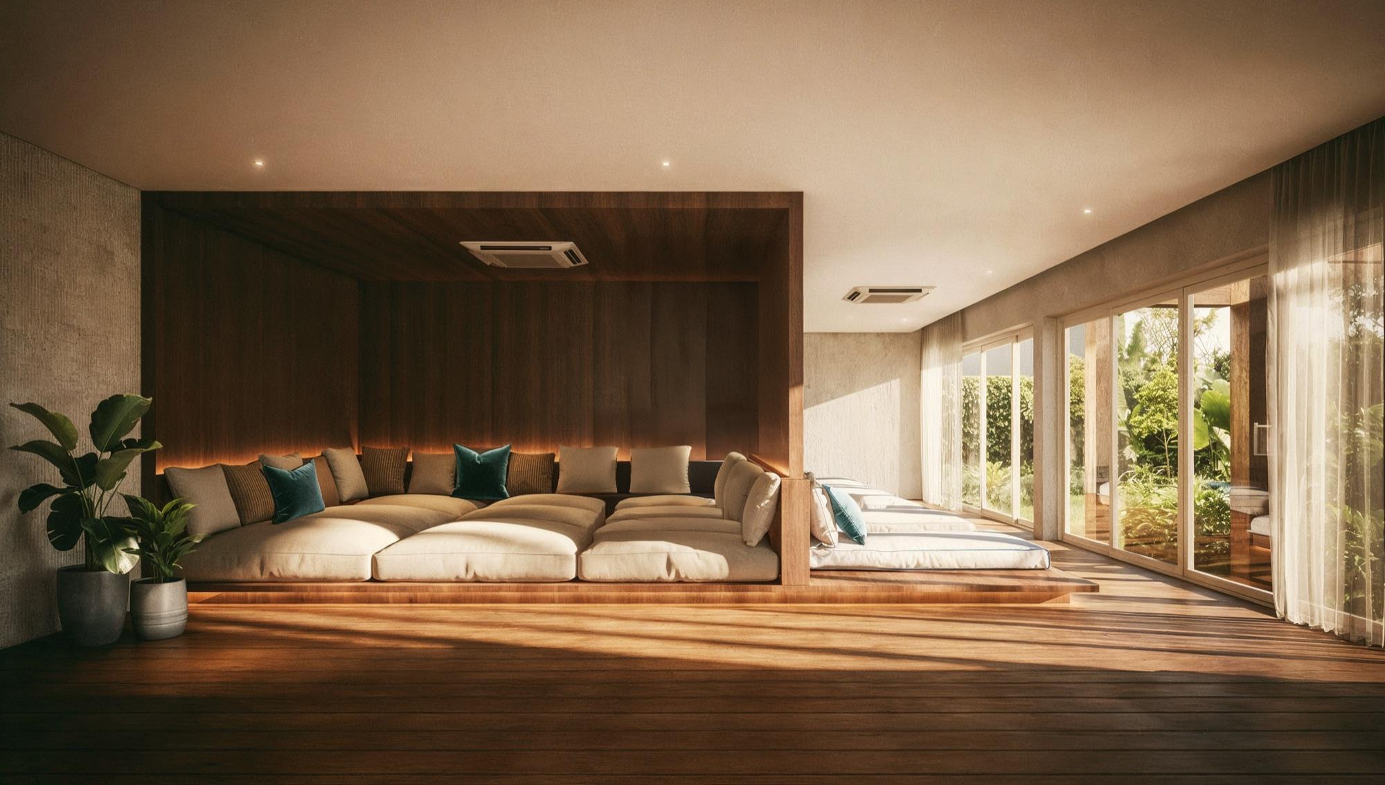 Architectural visualisation of the Dip Ekkamai relaxation room